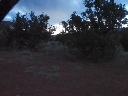 GDMBR: A cloudy sunrise. It is sprinkling about a drop per minute.